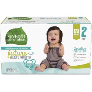 imageSeventh Generation Baby Diapers Size 2 80 Count Super Pack for Sensitive SkinSize 2 128 Count