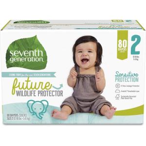 imageSeventh Generation Baby Diapers Size 2 80 Count Super Pack for Sensitive SkinSize 2