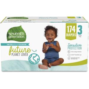 imageSeventh Generation Baby Diapers Size 2 80 Count Super Pack for Sensitive SkinSize 3 174 Count