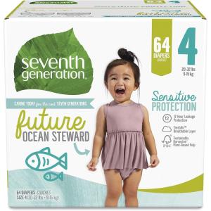 imageSeventh Generation Baby Diapers Size 2 80 Count Super Pack for Sensitive SkinSize 4 64 Count