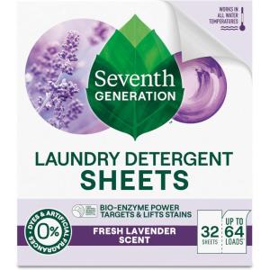 imageSeventh Generation Laundry Detergent Sheets Up to 64 Loads Fresh Lavender Scent Removes Tough Stains 0 Dyes and Artificial Fragrances Safer for your familyLavender