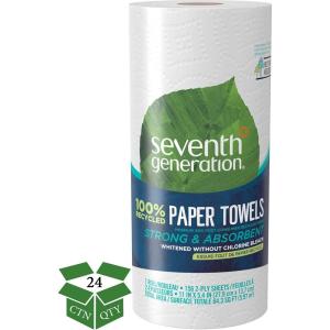 imageSeventh Generation Paper Towels 100 Recycled Paper 2ply 24 Rolls Packaging May Vary