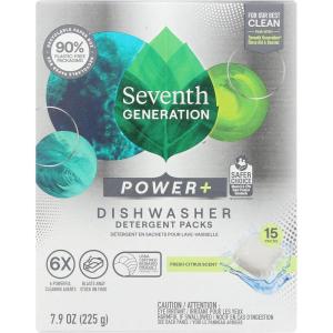 imageSeventh Generation Power Plus Dishwasher Detergent Packs Fresh Citrus scent Pack of 2 for sparkling dishes Dishwasher tabs 40 count15 Count Pack of 1