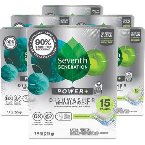 imageSeventh Generation Power Plus Dishwasher Detergent Packs Fresh Citrus scent Pack of 2 for sparkling dishes Dishwasher tabs 40 count15 Count Pack of 6