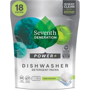 imageSeventh Generation Power Plus Dishwasher Detergent Packs Fresh Citrus scent Pack of 2 for sparkling dishes Dishwasher tabs 40 count18 Count Pack of 1