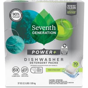 imageSeventh Generation Power Plus Dishwasher Detergent Packs Fresh Citrus scent Pack of 2 for sparkling dishes Dishwasher tabs 40 count70 Count Pack of 1