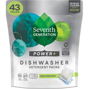 imageSeventh Generation Power Plus Dishwasher Detergent Packs Fresh Citrus scent Pack of 2 for sparkling dishes Dishwasher tabs 40 count86 Ounce Pack of 5