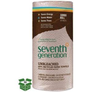 imageSeventh Generation Unbleached Paper Towels 100 Recycled Paper 6 Count Pack of 4natural