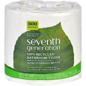 imageSeventh Generation White Toilet Paper 2ply 100 Recycled Paper 500 sheets Pack of 60500 Count Pack of 48