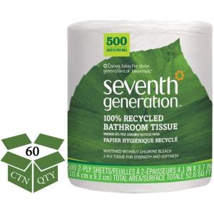imageSeventh Generation White Toilet Paper 2ply 100 Recycled Paper 500 sheets Pack of 60500 Count Pack of 60