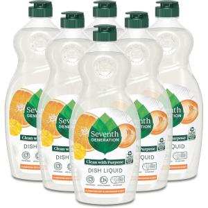 imageSeventh Generation Dish Liquid Soap Free ampamp Clear liquid soap Pack of 6 Dishwashing Soap Dish Soap for sensitive skin 19 oz19 Fl Oz Pack of 6