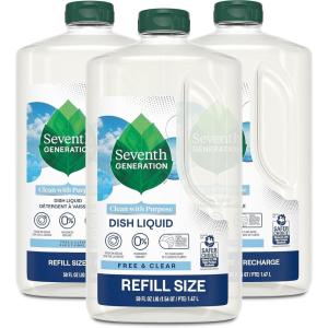 imageSeventh Generation Dish Liquid Soap Refill Free ampamp Clear Dish Soap for sensitive skin 50 oz Pack of 3Free  Clear