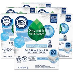 imageSeventh Generation Dishwasher Detergent Packs Lemon scent 2 Pack for sparkling dishes Dishwasher tabs 45 count20 Count Pack of 6