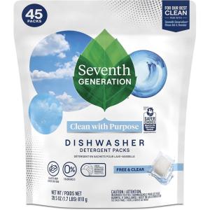 imageSeventh Generation Dishwasher Detergent Packs Lemon scent 2 Pack for sparkling dishes Dishwasher tabs 45 count45 Count Pack of 1