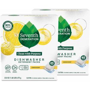 imageSeventh Generation Dishwasher Detergent Packs Lemon scent 2 Pack for sparkling dishes Dishwasher tabs 45 count45 Count Pack of 2