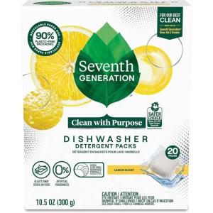 imageSeventh Generation Dishwasher Detergent Packs Lemon scent Pack of 6 for sparkling dishes Dishwasher tabs 20 count20 Count Pack of 1