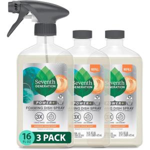 imageSeventh Generation Foaming Dish Spray Honey Crisp Apple 16 Fl Oz Pack of 3 Refill Pack of 3 with 1 SprayheadMandarin Orange
