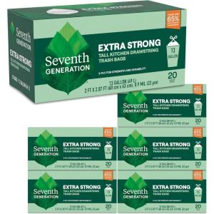 imageSeventh Generation Trash Bags Tall Kitchen 13Gallon 20Count Boxes Pack of 1220 Count Pack of 6