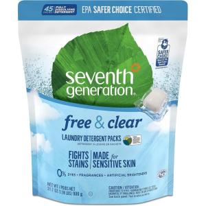 imageSeventh Generation Laundry Detergent Packs Ultra Power Clean Scent EPA Safer Choice Certified 84 Loads 2 pouches 42 Ct EA1 Count Pack of 90