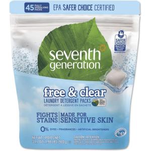 imageSeventh Generation Laundry Detergent Packs Ultra Power Clean Scent EPA Safer Choice Certified 84 Loads 2 pouches 42 Ct EA317 Ounce Pack of 8