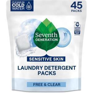 imageSeventh Generation Laundry Detergent Packs Ultra Power Clean Scent EPA Safer Choice Certified 84 Loads 2 pouches 42 Ct EA45 Count Pack of 1