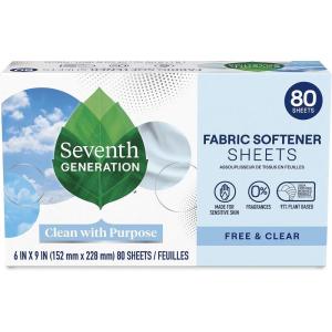 image:imageSeventh Generation Dryer Sheets Laundry Fabric Softener Free amp Clear Made for Sensitive Skin 80 Sheets80 Count Pack of 1